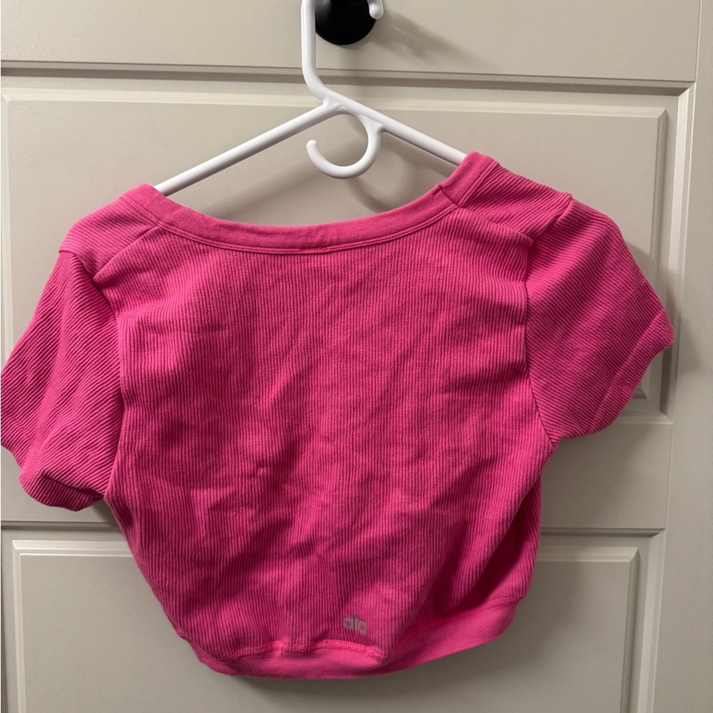 ALO Yoga Kids Pink Ribbed Top